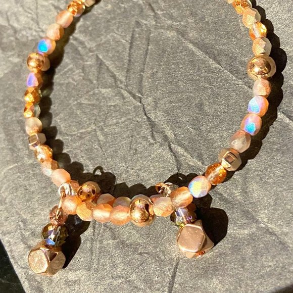 Rose Gold Plated Hematite Beaded Bracelet - Picture 2 of 10